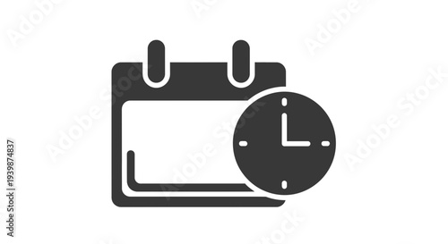 Calendar and Clock Icon: Time Management, Scheduling, and Deadline Concept