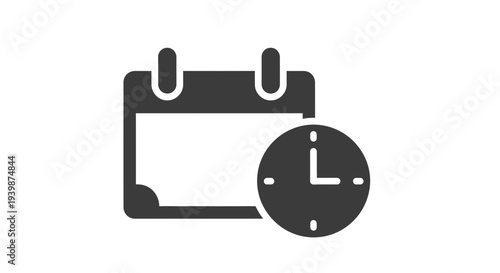 Calendar and Clock Icon: Time Management, Scheduling, Deadline, Appointment, Planning