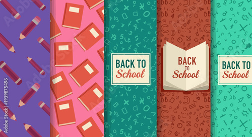 Back to School Banners: Pencils, Books, Numbers & Letters Patterns
