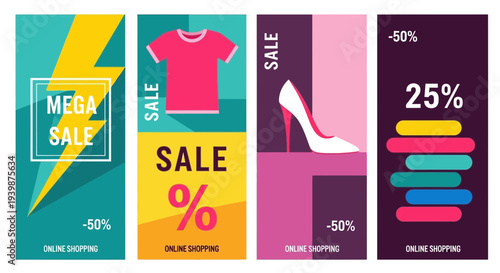 Mega Sale Banners: Discounts, Fashion, Shopping, Offers, Promotions