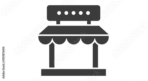 Simple Black and White Icon of a Storefront or Market Stall