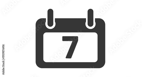 Calendar Icon with Number 7, Symbolizing Date, Schedule, Planning, and Appointment