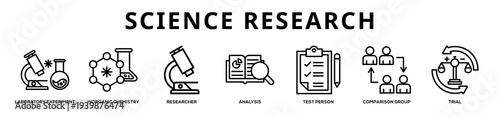 Science Research web banner icon illustration