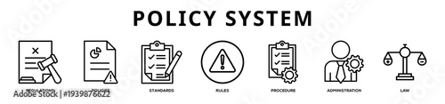 Policy System web banner icon illustration