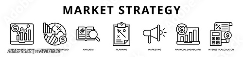 Market Strategy web banner icon illustration