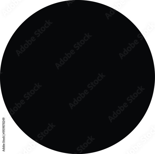 A perfectly round, solid black circle against an unseen background, representing simplicity and a fundamental geometric shape.
