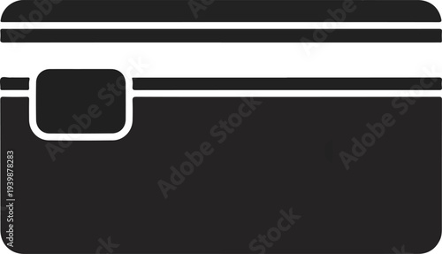 A black credit card icon with a white stripe and chip area, representing financial transactions and payment methods.