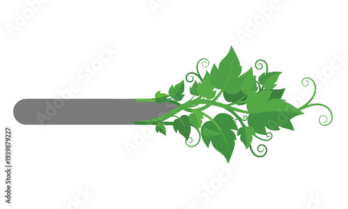 Green Progress Bar with Growing Leaves for Sustainability and Eco Loading Concept