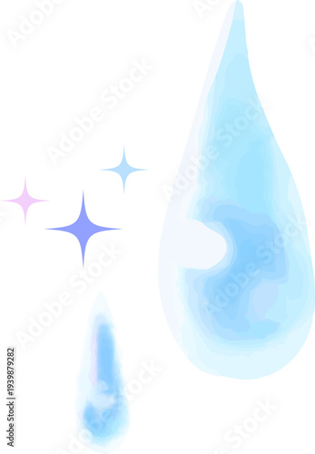水彩で描いた水滴のイラスト