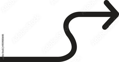 Print, Curved path navigation arrow icon for redirecting user flow in digital workflow diagrams.