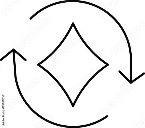 Art & Illustration, Reversal or product return symbol with circular arrows for e-commerce and payment management apps.