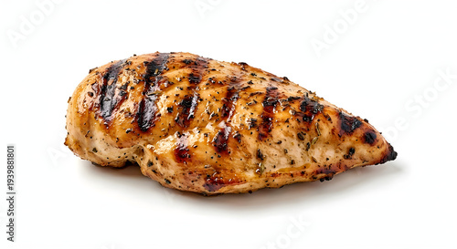 Grilled Chicken Breast Fillet Isolated on White Background