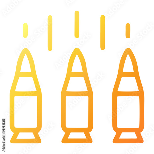 Bullets in a row, symbolizing war, conflict, and violence in a graphic illustration