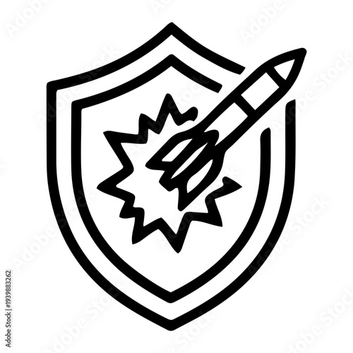 Shield with Missile Exploding in War Zone Illustration