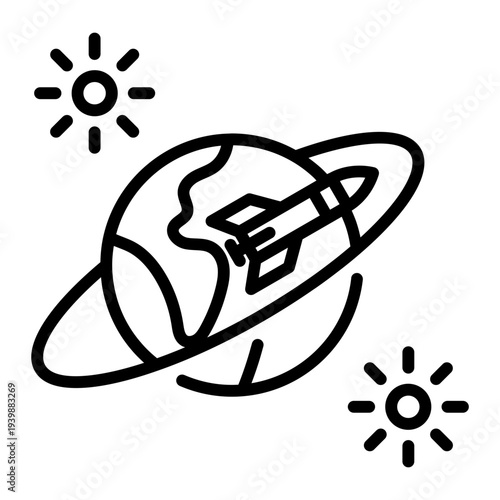 Saturn illustration depicts war and peace in a celestial environment viewed from space