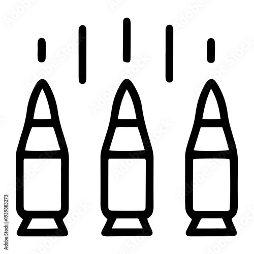 Bullets and war ammunition illustration on a simple background