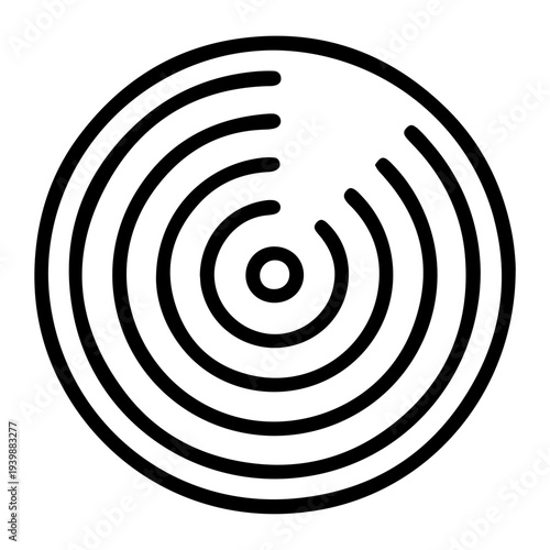 Concentric circles illustration depicting war destruction symbol on white background from direct viewpoint