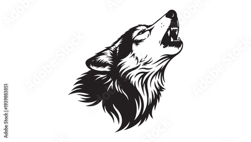 Howling Wolf Head Silhouette Vector Illustration Minimalist Animal Art for Logo Design