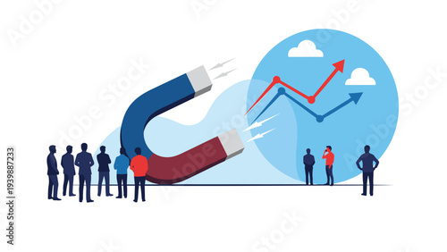 Businessman leaping over a red zigzag arrow graph set against a mountain landscape representing overcoming professional obstacles and success.