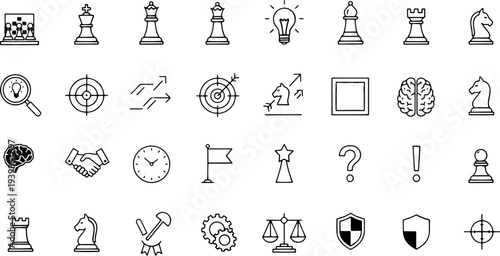 Collection of Simple Business and Strategy Icons.