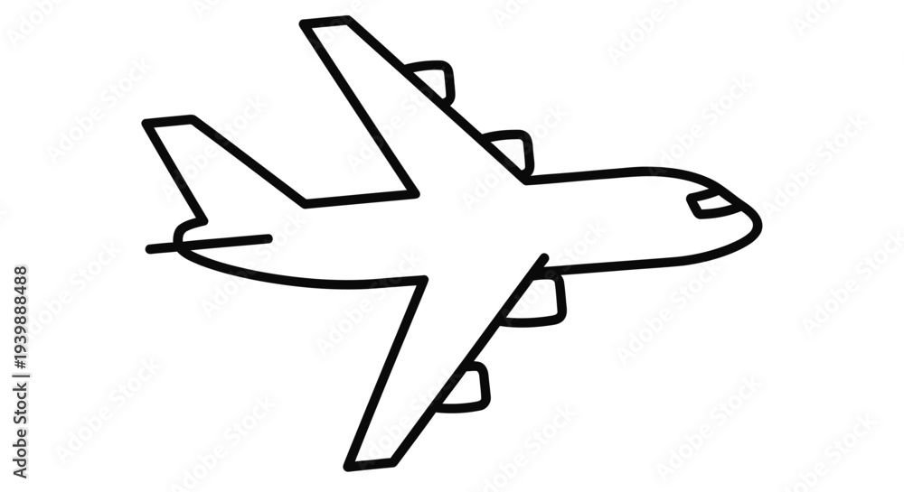 Obraz premium Simple line drawing of an airplane on a stark white background