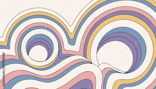 Soft pastel layered waves creating a calm abstract composition. Minimal modern wall art perfect for serene interiors, bedrooms, and contemporary decor.