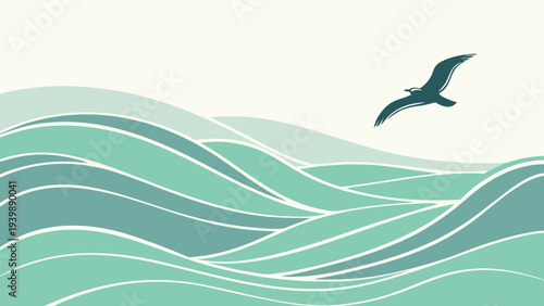 Soft pastel layered waves creating a calm abstract composition. Minimal modern wall art perfect for serene interiors, bedrooms, and contemporary decor.