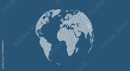 Globe Map Illustration on Blue Background.