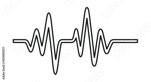 Simple black and white illustration of a heartbeat waveform on a white background
