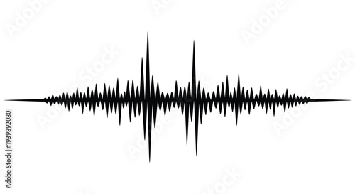 Black waveform illustration resembling an audio signal or sound visualization