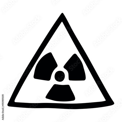 Hand drawn radiation sign Nuclear radiation hazard symbol Radioactive danger warning sign clipart in doodle style Nuclear safety Radioactive waste Single element for print, web, design, decor