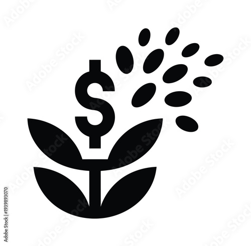 Vector design of a plant sprouting dollar signs