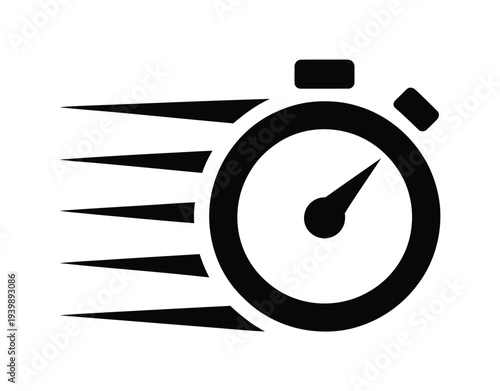 Vector of a stopwatch with speed lines indicating motion