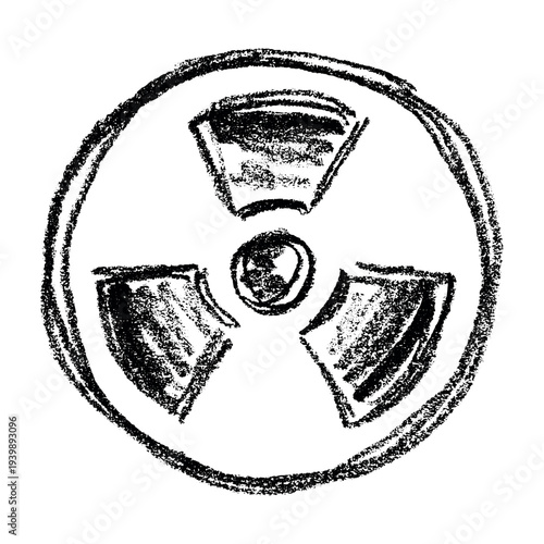 Hand drawn radiation sign Nuclear radiation hazard symbol Radioactive danger warning sign clipart in doodle style Nuclear safety Radioactive waste Single element for print, web, design, decor