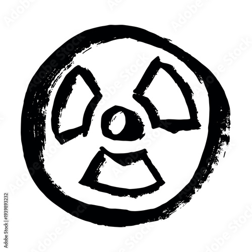 Hand drawn radiation sign Nuclear radiation hazard symbol Radioactive danger warning sign clipart in doodle style Nuclear safety Radioactive waste Single element for print, web, design, decor