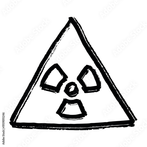 Hand drawn radiation sign Nuclear radiation hazard symbol Radioactive danger warning sign clipart in doodle style Nuclear safety Radioactive waste Single element for print, web, design, decor