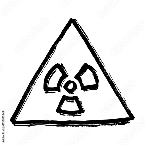 Hand drawn radiation sign Nuclear radiation hazard symbol Radioactive danger warning sign clipart in doodle style Nuclear safety Radioactive waste Single element for print, web, design, decor