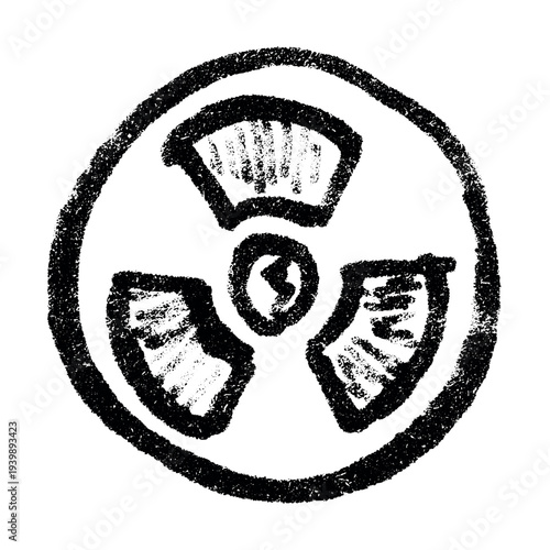 Hand drawn radiation sign Nuclear radiation hazard symbol Radioactive danger warning sign clipart in doodle style Nuclear safety Radioactive waste Single element for print, web, design, decor