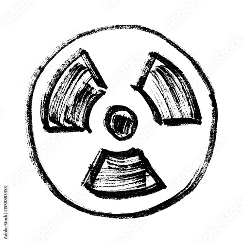 Hand drawn radiation sign Nuclear radiation hazard symbol Radioactive danger warning sign clipart in doodle style Nuclear safety Radioactive waste Single element for print, web, design, decor