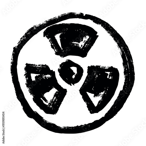 Hand drawn radiation sign Nuclear radiation hazard symbol Radioactive danger warning sign clipart in doodle style Nuclear safety Radioactive waste Single element for print, web, design, decor