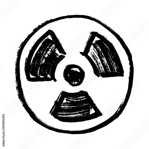 Hand drawn radiation sign Nuclear radiation hazard symbol Radioactive danger warning sign clipart in doodle style Nuclear safety Radioactive waste Single element for print, web, design, decor