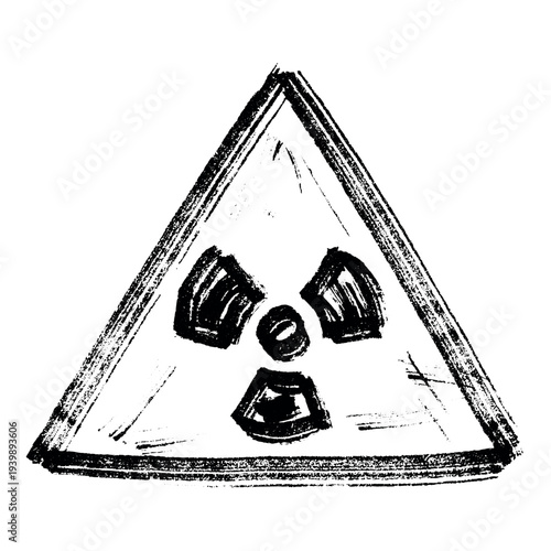 Hand drawn radiation sign Nuclear radiation hazard symbol Radioactive danger warning sign clipart in doodle style Nuclear safety Radioactive waste Single element for print, web, design, decor