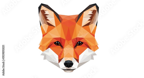 Low Poly Fox Head Geometric Polygonal Art Orange Wildlife Illustration