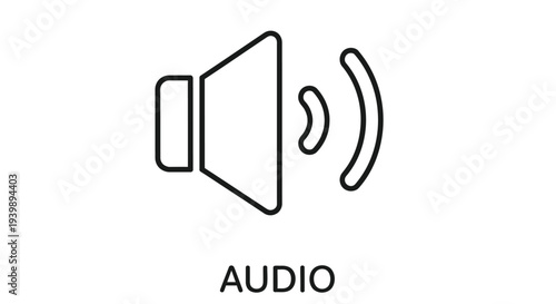 Tableau sur toile Simple black and white line drawing of a speaker with the word audio below