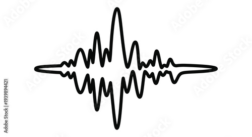 Black and white illustration of a sound wave resembling a heart shape