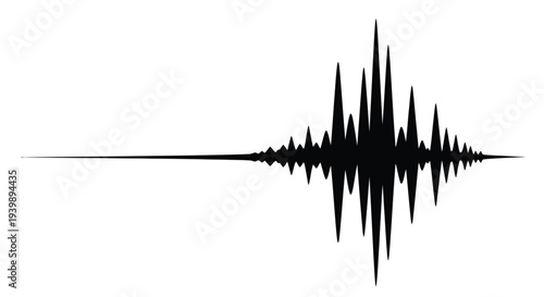 Black waveform illustration depicting an audio signal or sound frequency visualization