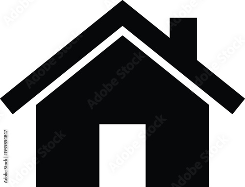 Minimalist black house silhouette icon isolated on white background for real estate, home homepage, property, and construction architecture website design.