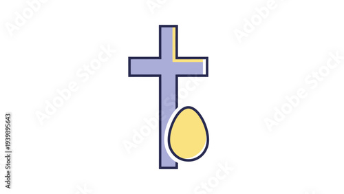 Christian Cross Symbol with Egg Illustration.