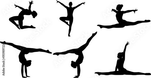 Girls gymnasts silhouettes

