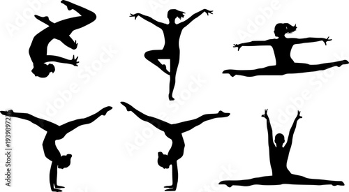 Girls gymnasts silhouettes
